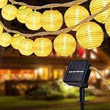 Joomer Solar Lichterkette Lampion Außen, 8.7m 30 LED Solar Lichterkette Aussen Laternen Warmweiß 8 Modi Vintage Hanfseil Lampions Außen Wetterfest für Garten Terrasse Pavilion Hochzeit Oudtoor Party