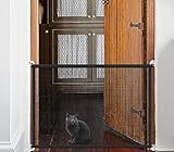 Portable Treppe Tor für Hunde Indoor Magic Pet Gates für The House Doorway Upgraded Mesh 180/110 x 78cm Sicherheit Welpen Zaun Gehäuse, schwarz