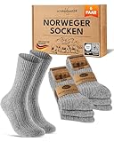 6 Paar Norweger Socken Herren Damen Wintersocken warme Wollsocken 70301T (Grau 43-46)