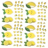 DOITOOL 4 Sätze Zitronenaufkleber Etiketten Abziehbilder Kalk Wahr Laptop-aufkleber Selbstklebende Kofferaufkleber Dekorationen Aufkleber Für Skateboard Obstaufkleber Gelb 50 Stück * 4