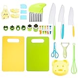 ABERE Kids Cooking Knife Set 32-Piece - Safe Child Chef Knives with Cutting Board, Wavy Chopper, Montessori Kitchen Tools for Fruit, Bread Cutting, Ideal for 3-6 Year Olds