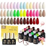 Born Pretty U V Nagellack Set, 23 Stück Gel Nagellack Nude Rosa Pastellfarben Farbgel Gelnägel mit Unterlack Überlack und Matte Top Coat Soak-Off Mini U V LED Nagel Gel Nail Polish Geschenk