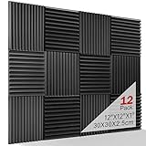 Schallabsorber Akustikschaumstoff, 12 Stück Schwarz Acoustic Foam für Podcasts, Aufnahmestudios, Büros, Home Learning, Akkustik Schaumstoffmatte（30 x 30 x 2.5 cm）