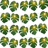 WOHSEROM Monstera-Blatt-Lichterkette, 3 m, 20 LEDs, tropische künstliche Palmenblätter, Lichterkette, Wandbehang, Weinblatt für hawaiianische Luau-Party, Dschungel-Thema, Strand, Geburtstag,