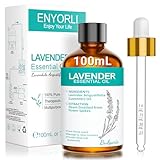 ENYORLI Ätherisches Lavendelöl 100mL Unverdünntes Lavendelöl Ätherische Öle für Aromatherapie, Diffusoren, Massagen, Hautpflege, Entspannung, Bäder, Unterstützung des Wohlbefindens & DIY