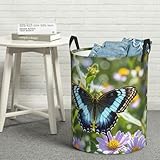 Wäschekorb, wasserdicht, mit Griffen, Schmetterlings-Blume, Wäschekorb, faltbar, schmutzige Kleidung, Aufbewahrung, Organisation für Badezimmer, Schlafzimmer, M