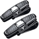 FineGood 2 Pack Brillenhalter für Auto Sonnenblende, Sonnenbrillen Brillen mit Kartenkarten Clip - Schwarz