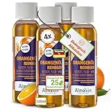 AlmaWin® Orangenöl Reiniger EXTRA STARK [4x 125ml] ideal als starker Allesreiniger & Fettlöser - Veganes Orangenreiniger Konzentrat in recycelter Flasche - Orangenölreiniger