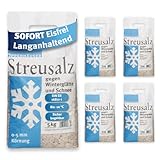 OPPENHÄUSER Streusalz 25kg: Sofort eisfrei & langanhaltend, Auftausalz gegen Glatteis, Winterstreu für sichere Gehwege, Einfahrten & Parkplätze, Kornklasse M, DIN EN 16811-1, Premium Qualität, 5x5kg