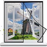 Fliegengitter Fenster 95x140 cm Magnet Insektenschutz Balkontür Fliegenvorhang Klebmontage ohne Bohren - Vorhang für Balkontür Wohnzimmer Schiebetür Terrassentür Schwarz