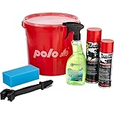 POLO Reinigungs-Set - 6-teiliges Komplettset, Ideal für Motorradpflege - Inkl. Reiniger, Kettenspray, Bürste & Eimer