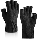 SATINIOR 2 Paar Handgelenk Fingerlose Handschuhe Halbe Handschuhe für Erwachsene und Kinder (Schwarz)