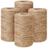 Jewan 200m Jute-Schnur,100% Natur Juteschnur Kordel, 2~3mm Deko Paketschnur Naturfaser Jutegarn, Juteband Hanfband Braun Hanfseil für Garten Bilder Pflanzen DIY Bilder Basteln Dekoration