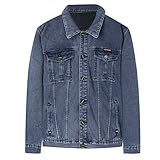 Generisch Freizeit Jeans Outdoor Jacken Für Herren Herren- Winter-Taschen-Reißverschluss plus Samt-Denim-Jacke Jeansjacke Übergangsjacke Baumwolle mit Taschen (BU2, M)