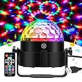 Gobikey Discokugel, 360° Rotierende Musik Activated Discolicht LED Party Lampe mit Fernbedienung- 3W RGB Dynamisch Disco Lichteffekte, 4M/13ft USB,Partylicht für Party/Halloween/Hochzeit