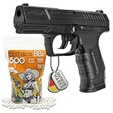 Set Airsoft Pistole Walther P99 Federdruck Softair Waffe 0,5 Joule 6 mm inkl. 2 Magazinen & 600 Premium Bio BB's 0,20g Munition