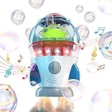 Seifenblasenmaschine,Automatischer Rocket Blasenmacher 10000+ Bubbles/Min mit Lichtern und Musik für Kinder,Elektrische Blasenmaschine für Indoor Outdoor Hochzeit Geburtstag Party