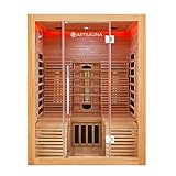 Artsauna Infrarotkabine Helsinki 150 - Infrarotsauna 150x150 cm mit Dual-Technologie, LED-Farblichttherapie & 2 Liegen für 3 Personen - Wärmekabine