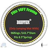 Bzzter Ersatz-Trampolin-Matte, 30 m Durchmesser, Matte mit 96 Ringen, passend für 4,3 m runde Rahmen, passend für 21,6 cm Federn, 10 Reihen Nähte für längere Lebensdauer, mit Zughaken und Handschuhen