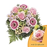 Dominik Blumen und Pflanzen, Blumenstrauß, Blütenduett, mehrfarbig, 40 x 25 x 25 cm und Grußkarte 'Rosen'