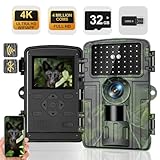 Wildkamera, 4K Video Wildtierkamera, 60MP Full HD WLAN mit Handyübertragung APP, Bewegungssensor, Nachtsicht, 0,1s Auslösezeit, Infrarot Wildkamera mit 32G Speicherkarte & Kartenleser IP66 Wasserdicht