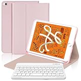 FOGARI Tastaturhülle für iPad Mini 5/4/3/2/1, 7,9 Zoll, AZERTY, abnehmbare Bluetooth-Tastatur für iPad Mini 1/2/3/4/5, Rosa