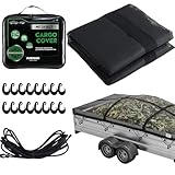 STARLEAPARTS Anhängernetz Feinmaschig 1,2x1,8m mit 16 Haken, Abdecknetz für Anhänger mit Gummiseil, Anhängerplane Containernetz Ladungssicherung für Auto, LKW, Schwarz