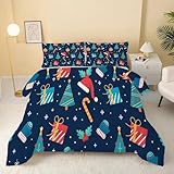 Syhi Qlty Bettdecke 135x200 4 Jahreszeiten,Weihnachtsmotiv Vierjahreszeiten Steppdecke Ganzjahresdecke Bettdecken - Blau Bettdecke Ohne Bezug Waschbar mit 2 Kissenbezug 80x80cm BlauDF62