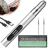 Elektrische Gravierstift: Wiederaufladierbar Gravur Werkzeug Kit, Mini Gravurwerkzeug mit Gravurzubehör, Graveur Gravurstift DIY-Drehgravierer Ätzstift für Schmuck Glas Holz Metall Stein