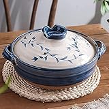 Tontopf Kasserolle, traditioneller japanischer Familien-Heißtopf, isolierender Keramik-Suppentopf zum Dämpfen, Köcheln, langsames Schmoren