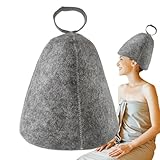 Saunahut – bequeme Duschkopfbedeckung, wasserabsorbierende, isolierende Kopfbedeckung für Dampfbad, Badehaus, atmungsaktiver Naturfilz Saunahut, grau
