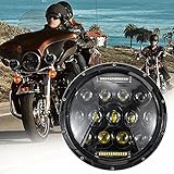 JMTBNO 7 Zoll Motorrad LED Scheinwerfer E Geprüft DRL Runder Fahrlicht 12V Kompatibel mit Harley Road King Street Glide Electra Glide Ultra Limited Softail Trike/Road Star V-Star