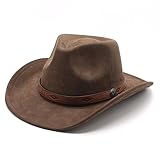 Cowboyhut für Damen und Herren, Westernhut, Wildleder, Panamahut, Cowboy- und Cowgirlhut, Filzhut, breite Krempe, Fedora-Hüte, Braun, braun, Einheitsgröße