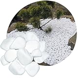 V-PREMIUM SOLUTION Weiße Kieselsteine 5 kg – Schneeweiße Dekosteine für Gartendeko, Wege, Blumentöpfe & Innenbereich – 2-4 cm – Thassos
