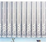 heimtexland Gardine Vorhang Jacquard Store mit Bleiband für schönen Fall weiß schönes Blumenmuster Allover mit Kräuselband/Universalschienenband HxB 100x300 cm für Fensterbreite 100-135 cm Typ43