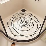 Treer Duschmatte rutschfest, Blumenformen Luffa Dusche Antirutschmatte, Badewannenmatte rutschfest mit Ablauf, Trocknende Duscheinlage für Nassbereiche (Beige 2,40x40cm)