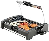 Rosenstein & Söhne Elektogrill: Tischgrill mit Glasdeckel, Keramik-beschichtete Grillplatte, 1.650 W (Elektro Tischgrill mit Deckel, Elektrogrill mit Deckel, Elektrischer)