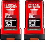 L'Oréal Men Expert Duschgel für Körper, Gesicht und Haare, Ice Effekt und extra Cooling-Kick für Männer, Ultimate Vitality, 1 x 250 ml (Packung mit 2)