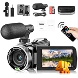 Windancy 4K-Videokamera, 48-MP-Kamera, geeignet für YouTube, 1080P-Videovlogging, 18-facher Digitalzoom, um 270 Grad drehbar, IPS-Bildschirm, 30-Bilder-Kamera, mit Fernbedienung 2 Batterien/SD Karte