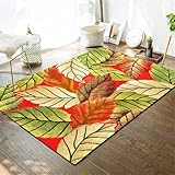 Xiaosua Kleiner Teppich50x80CM Teppich Jungen mädchen jugendzimmer mit grünem Blattmuster rot für Wohnzimmer schlafzimmerteppich