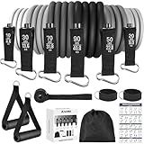 Zacro Resistance Bands Fitnessbänder Widerstandsbänder Set, 6 Fitnessbänder, Fitnessband mit Griff Knöchelriemen Türankerbefestigung Tragtasche, Fitness Bänder für Krafttraining Männer, Frauen