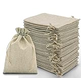 Intckwan 30 Stück 10x15 cm Jutesäckchen, Jute Beutel mit Kordelzug, Leinen-Säckchen Sackleinen Taschen, Klein Geschenksäckchen für Schmuck DIY Handwerk Hochzeit Party Weihnachte (Primärfarbe)
