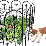 Amagabeli Dekorativer Metall Gartenzaun 8 Stück, 81cm(H) x 328cm(L), Steckzaun für Beete, Hunde & Teiche, Rostfrei Wetterfest, Einfache Montage, Gartenzäune Zaunelemente