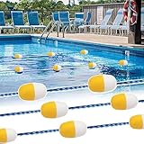 Innovz Pool Seilteiler mit Bojen Pool-Seil-Boje-Ball-Schwimmleinen 7m 8m 9m 10m 15m 20m, Sicherheits-Schwimmbecken-Trennlinie, Weiß, Gelb, Pool-Rennmarkierungen Zum Teilen des Pools(Size:L 4.5m/15ft)