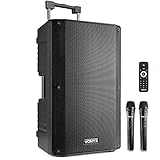 Vonyx VSA700 Partybox Bluetooth Lautsprecher Groß 1000W, 8 Std Akku, Mobile PA Anlage Komplettset mit 2 UHF Hand Mikrofonen und Fernbedienung - Mobile Musikbox Groß, USB, SD, MP3, Schwarz