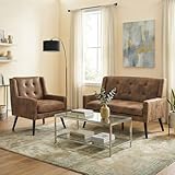 DRIXNO Ohrensessel, Armlehnen Massivholzbeinen, Modern Armlehnstuhl Anzug, Sessel Polstersessel, Fernsehsessel, Lesesessel, Sofa Loungesessel für Wohnzimmer, Schlafzimmer, Büro, Braun