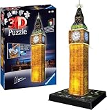 Ravensburger 3D Puzzle 12588 - Big Ben Night Edition - Das Wahrzeichen aus London, offiziell Elizabeth Tower, als LED beleuchtetes Bauwerk - für Modellbau und Puzzle Fans ab 8 Jahren