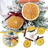 Einzigartige handgefertigte Weihnachtsdekoration getrockneten Orangenscheiben mit Naturstrick Aufhänger für Festliche Raumgestaltung im Landhausstil (Orange, 7x7x5cm)