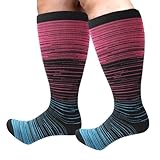 Kompressionsstrümpfe in Übergröße, Kompressionsstrümpfe für Damen, hohe Kompression, Kompressionsstrümpfe in Übergröße für extra breite Waden bis zu, Kräftiges Rosa, 4X Grande