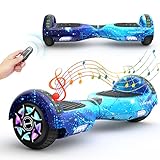 Hoverboards, 6,5 Zoll Vollgummireifen mit coolen LED, Hoverboard für Kinder mit Bluetooth Lautsprecher, 350W Dual-Motor, Anti-Rutsch-Pedal, bunt blau, Geschenkauswahl für Kinder